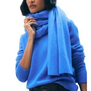 White & Warren Blue Canvas Cashmere Travel Wrap One Size